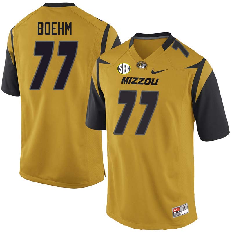 Men #77 Evan Boehm Missouri Tigers College Football Jerseys Sale-Yellow